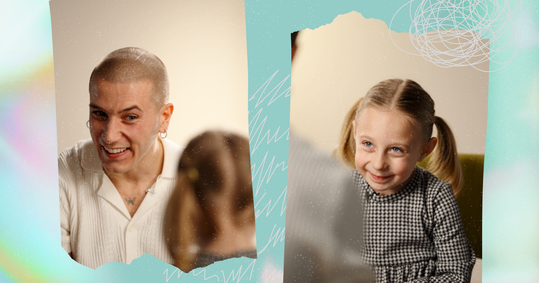 Pictures of a cute girl and her uncle with naughty smiles on their faces