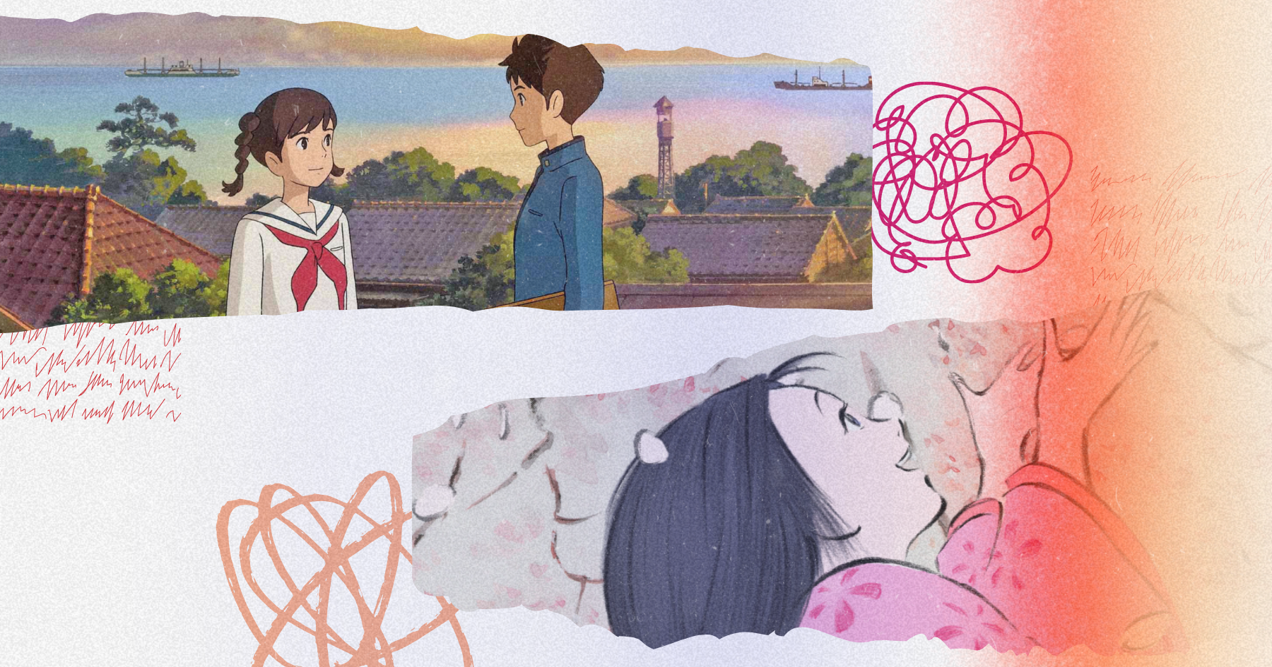 Collage of Japanese Studio Ghibli animated movies: From Up On Poppy Hill and The Tale of Princess Kaguya