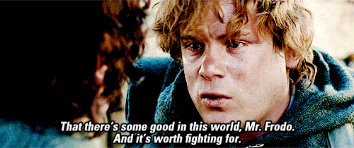 GIF from Lord of The Rings - The Two Towers, showing Sam Gamgee speaking