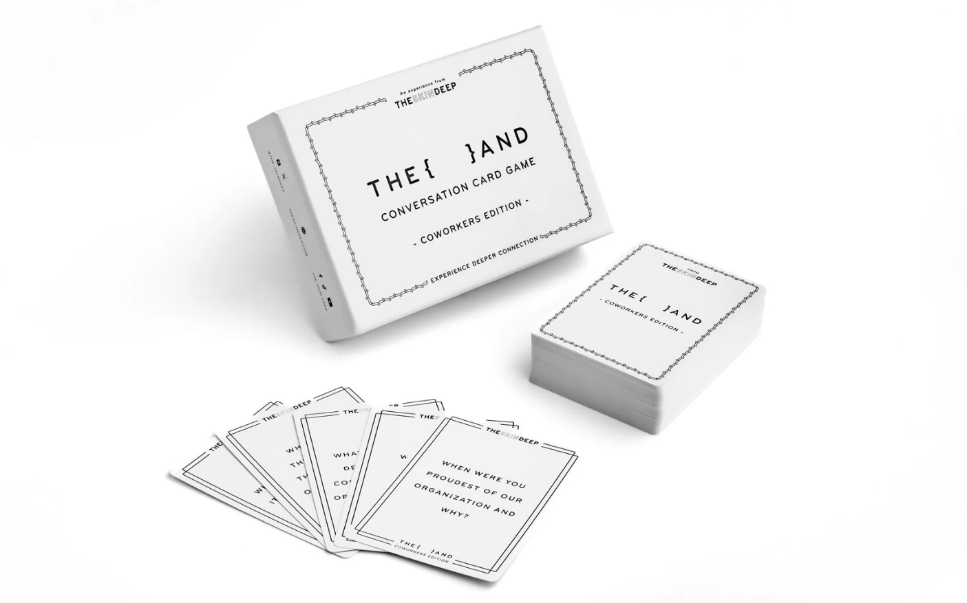 A box of cards with {THE AND} Coworkers Edition written on them