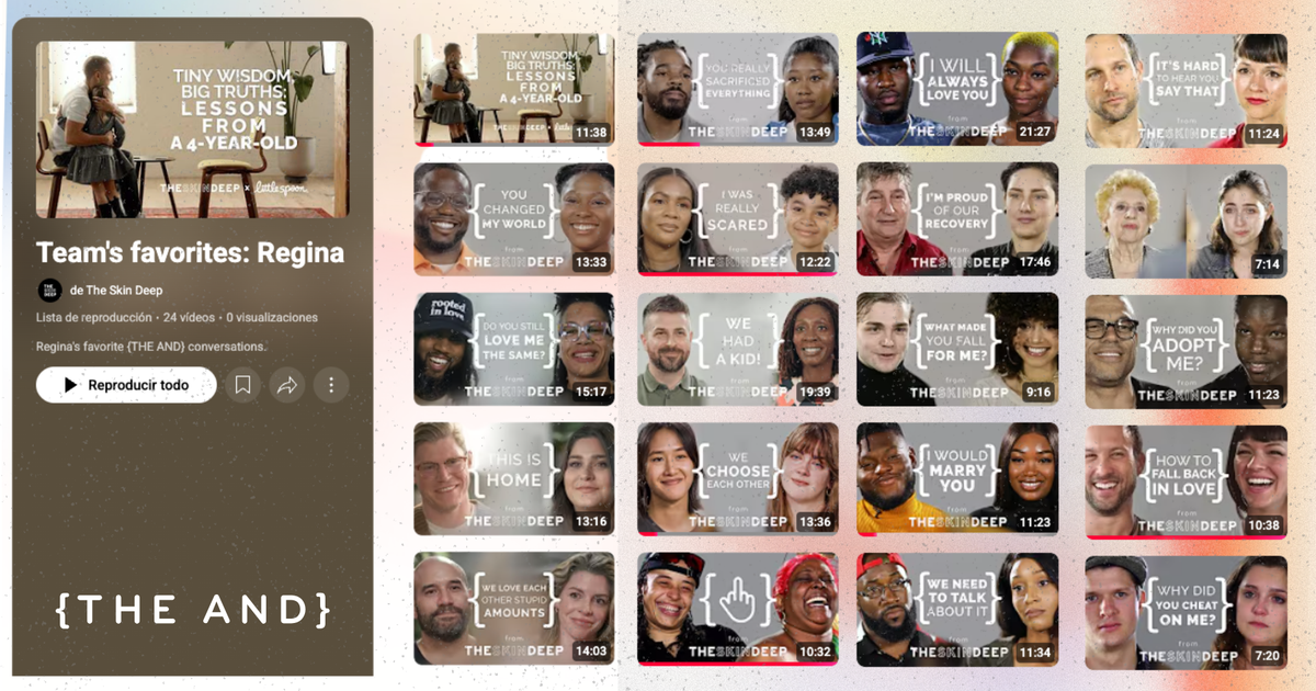 Screenshot of a YouTube playlist of The Skin Deep {THE AND} conversations documentary on relationships and human connection
