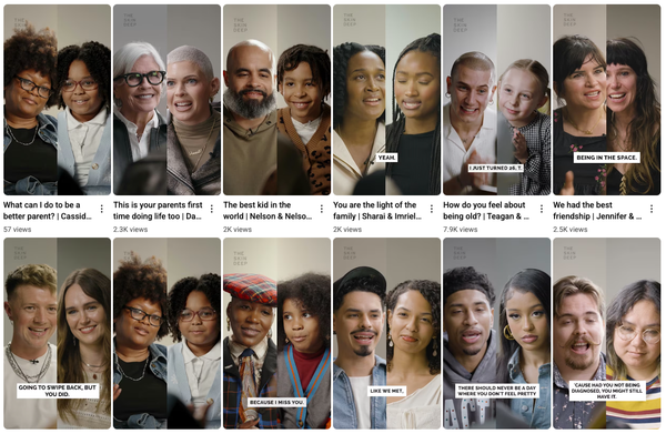 Screenshot of YouTube shorts from The Skin Deep's {THE AND} conversation relationships videos