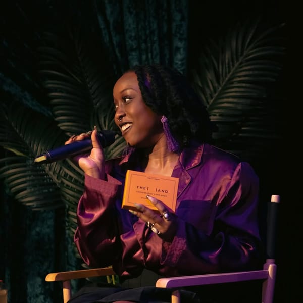 Vena J. at a Konfession Korner event using {THE AND} Strangers Edition