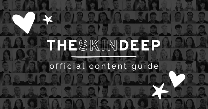 Picture with many faces on it representing humanity for The Skin Deep relationship card games brand